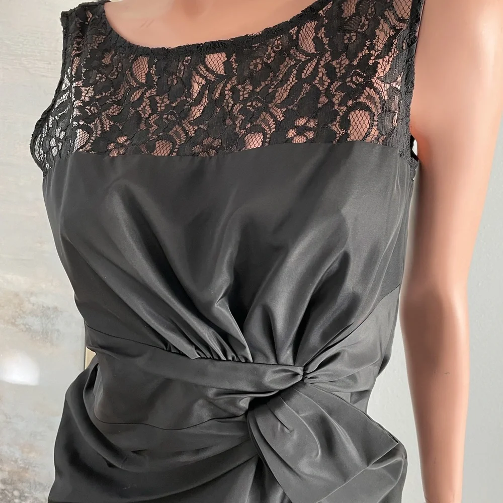 ANNE KLEIN Chic LACE Trimmed BOW Front DRESS Sz 10 - Picture 5 of 15